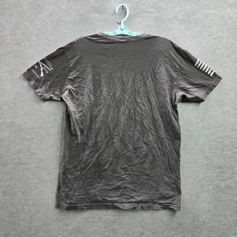 Grunt Style Men Shirt LARGE Gray Face Slogan‎ Logo Printed Short Sleeve